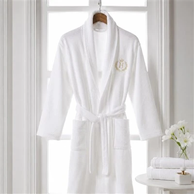 Unisex White Cotton Terry Bathrobes